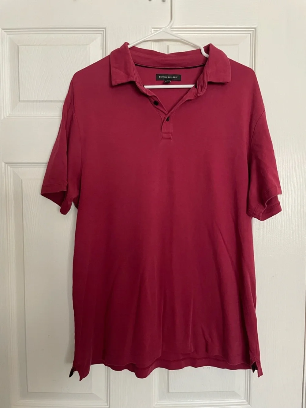 Banana Republic Men's Large Burgundy Short-Sleeve Polo